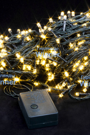 Светодиодная нить 20 м., 220V, 300 теплых белых LED ламп, контроллер, черный провод, Winner (ww.01.5B.300-)