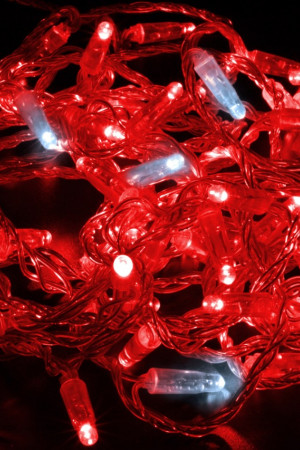 Светодиодная нить 100 красных LED ламп, 10 м., 220В, мерцание, прозрачный провод ПВХ, Teamprof (TPF-S10CF-220V-CT/R)