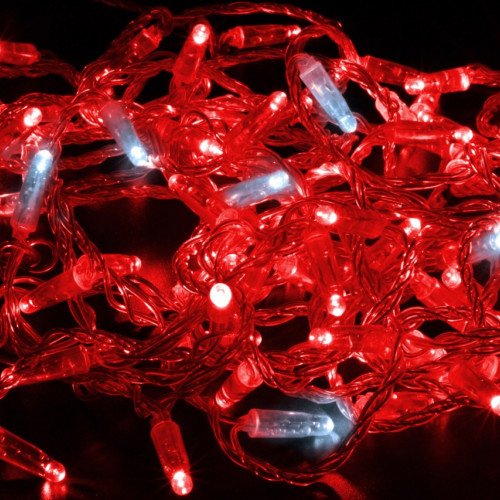 Светодиодная нить 100 красных LED ламп, 10 м., 220В, мерцание, прозрачный провод ПВХ, Teamprof (TPF-S10CF-220V-CT/R)