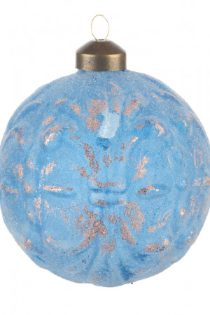 Винтажный стеклянный шар Лазурное кружево 10 см., 1 шт., Karlsbach (09834)