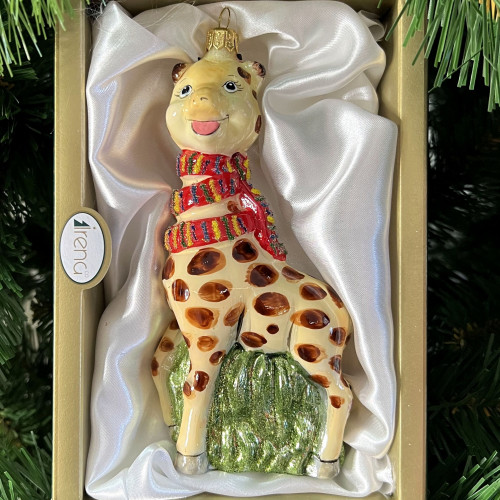 Елочное украшение Жираф в шарфике, стекло, 16 см., 1 шт., Irena CO (55716)