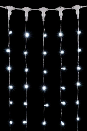 Светодиодный занавес с колпачком 1*6 м., 600 белых LED ламп, прозрачный провод ПВХ, IP65, LTC (PCL601CAP-10-2W)
