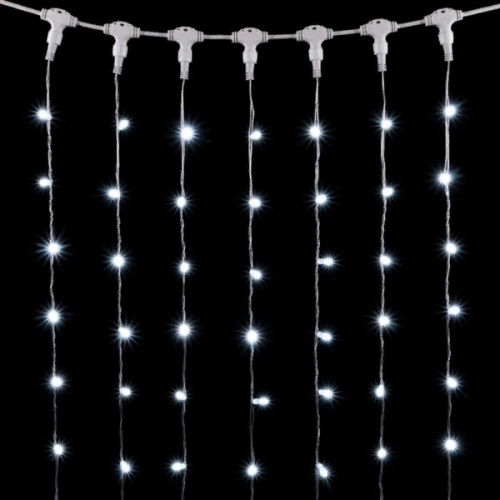 Светодиодный занавес с колпачком 1*6 м., 600 белых LED ламп, прозрачный провод ПВХ, IP65, LTC (PCL601CAP-10-2W)