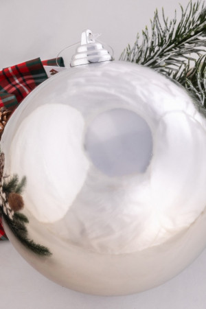 Шар пластиковый глянцевый 300 мм., серебро, ЕлкиТорг (150707)