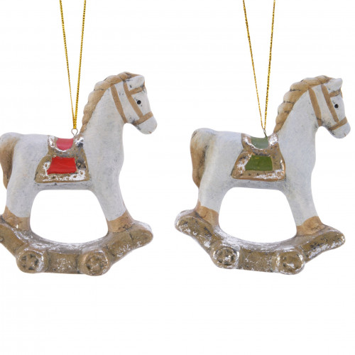 Украшение-подвеска Лошадка 10*8,5 см., красный, керамика, Kaemingk (633868/2)