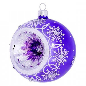 Стеклянный шар Прелесть 85 мм., фиолетовый, Ёлочка (С2250/3)