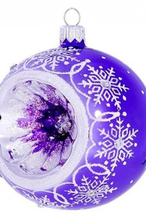 Стеклянный шар Прелесть 85 мм., фиолетовый, Ёлочка (С2250/3)