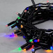 Светодиодная гирлянда с колпачком 100 разноцветных LED ламп 10 м., мерцание, 220-230 В., черный провод ПВХ, IP65, LTC (PST100BLWCAP-11-2M)