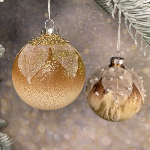 Набор стеклянных шаров Райский сад 80 мм., 9 шт., песочный, Christmas DeLuxe (13033) 