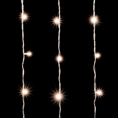 Светодиодный занавес 2*2 м., 400 теплых белых LED ламп, облегченный, прозрачный провод ПВХ, LTC (PCL400NOT-10-2WW)