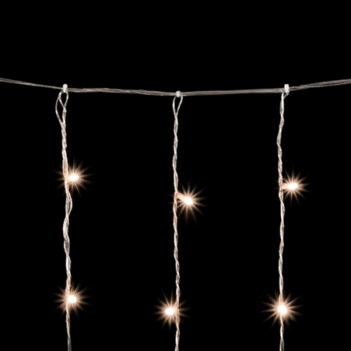 Светодиодный занавес 2*2 м., 400 теплых белых LED ламп, облегченный, прозрачный провод ПВХ, LTC (PCL400NOT-10-2WW)