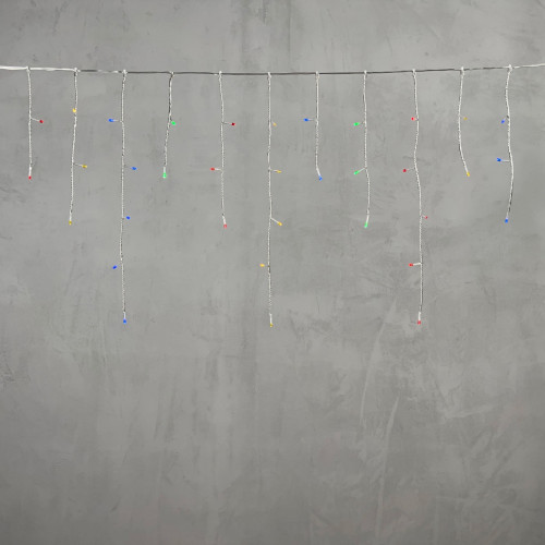 Светодиодная бахрома 3*0.5 м., 3 батарейки типа D 4.5V, 100 разноцветных LED ламп , прозрачный силикон, LTC (ECC100-10-8M)