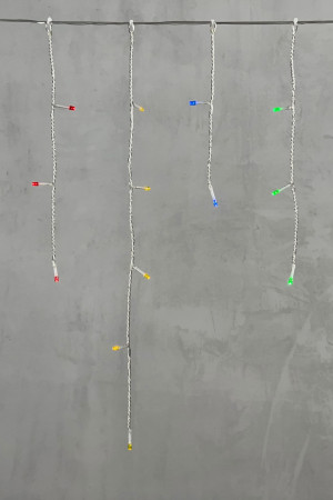 Светодиодная бахрома 3*0.5 м., 3 батарейки типа D 4.5V, 100 разноцветных LED ламп , прозрачный силикон, LTC (ECC100-10-8M)