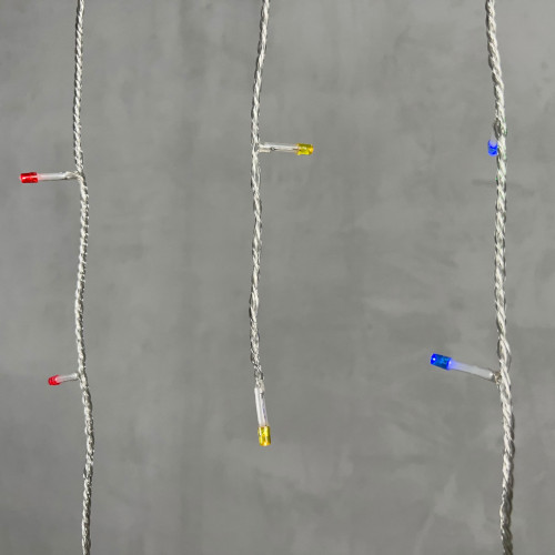 Светодиодная бахрома 3*0.5 м., 3 батарейки типа D 4.5V, 100 разноцветных LED ламп , прозрачный силикон, LTC (ECC100-10-8M)