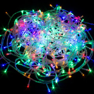 Светодиодная нить 20 м., 220V, 300 разноцветных LED ламп, контроллер, прозрачный провод, Winner Light (m.01.5T.300-)