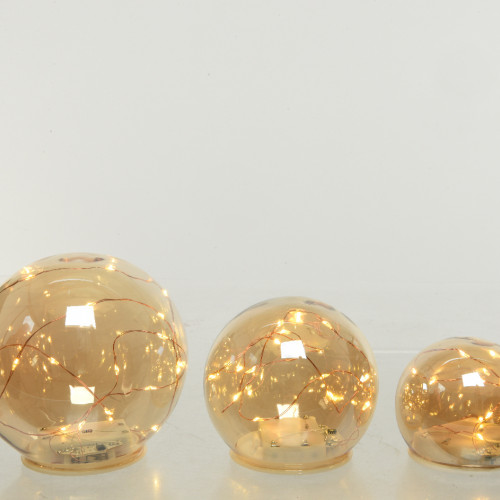 Набор  светильников Янтарные капли, 3 шт, на батарейках, янтарный, Kaemingk (486155)