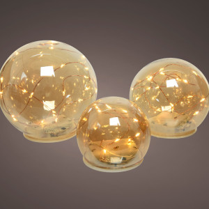 Набор  светильников Янтарные капли, 3 шт, на батарейках, янтарный, Kaemingk (486155)