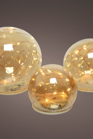 Набор  светильников Янтарные капли, 3 шт, на батарейках, янтарный, Kaemingk (486155)