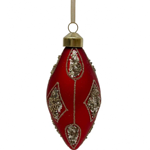 Набор стеклянных украшений Роскошь 80 мм., 9 шт., шар, капля, луковка, красный, Christmas DeLuxe (13050)