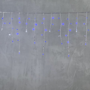 Светодиодная бахрома 3,1*0,5 м., 150 синих LED ламп, мерцание, прозрачный провод ПВХ, LTC (PIL150BLW-10-2B)