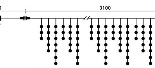 Светодиодная бахрома 3,1*0,5 м., 150 синих LED ламп, мерцание, прозрачный провод ПВХ, LTC (PIL150BLW-10-2B)