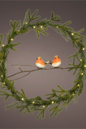 Декор рождественский Пара птиц в венке тепло-белого свечения, Kaemingk (687568)