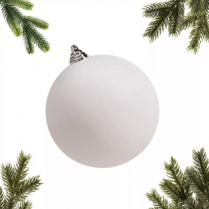 Шар пластиковый матовый 200 мм., белый, ЕлкиТорг (150609)