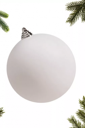 Шар пластиковый матовый 200 мм., белый, ЕлкиТорг (150609)