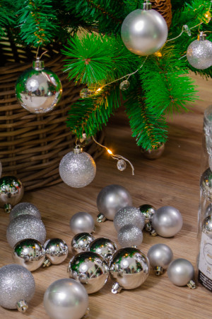 Набор пластиковых шаров Стиль mix, серебро, 30 шт, Kaemingk (022901) 