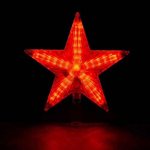 Светодиодная макушка Звезда красная, 30 LED ламп, 20*20 см., 220В, зеленый провод, Vegas (55086)
