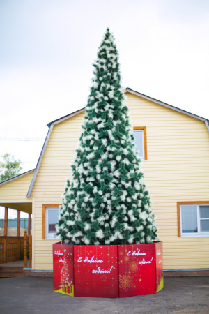 Уличная искусственная сосна Альпийская зеленая с белыми кончиками 21 м., ствольная, Леска, Green Trees (GT21ALESWК)