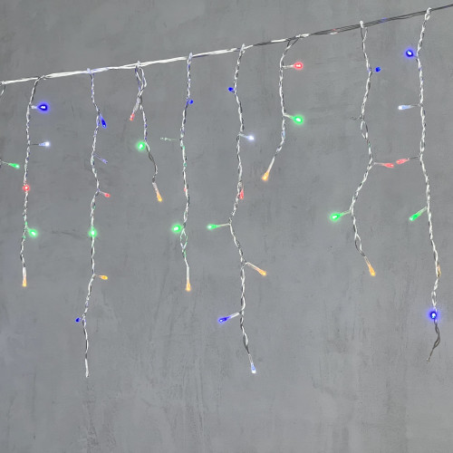 Светодиодная бахрома 3,1*0,5 м., 150 разноцветных LED ламп, мерцание, прозрачный провод ПВХ, LTC (PIL150BLW-10-2M)