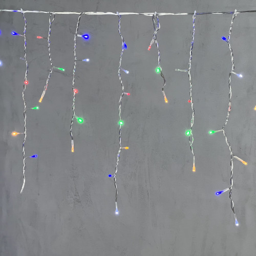 Светодиодная бахрома 3,1*0,5 м., 150 разноцветных LED ламп, мерцание, прозрачный провод ПВХ, LTC (PIL150BLW-10-2M)