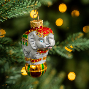 Елочное украшение Слон на шаре, стекло, 10 см., 1 шт., Витус (А331)