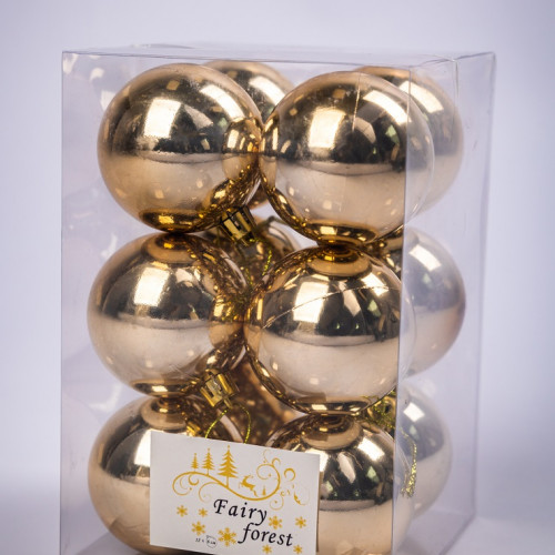 Набор пластиковых шаров Вероника 60 мм., жемчужный глянцевый, 12 шт., ЕлкиТорг (150219)