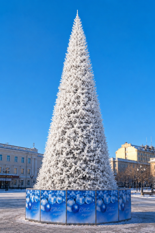 Уличная ствольная елка Альпийская Люкс 8 м., ПВХ, белая, ЕлкиТорг (303800)