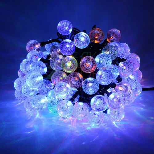 Светодиодная гирлянда шарики Пузырьки 10 м., 220V., 100 RGB LED ламп 23 мм., коннектор, черный ПВХ, LTC (PCS-100B-RGB)