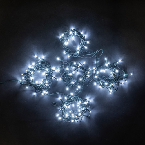 Светодиодная гирлянда Пятиминутка для ели высотой 2.1 м., 224 холодных белых LED ламп, зеленый ПВХ, Beauty Led  (GFM224C-14-1W)