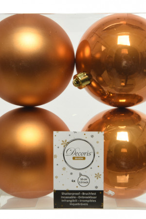 Набор пластиковых шаров Прага 100 мм., янтарный, 4 шт., Kaemingk (022279)