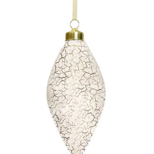 Набор стеклянных украшений Рождественский 80 мм., 9 шт., шар, капля, луковка, белый с кракелюром, Christmas DeLuxe (13049)