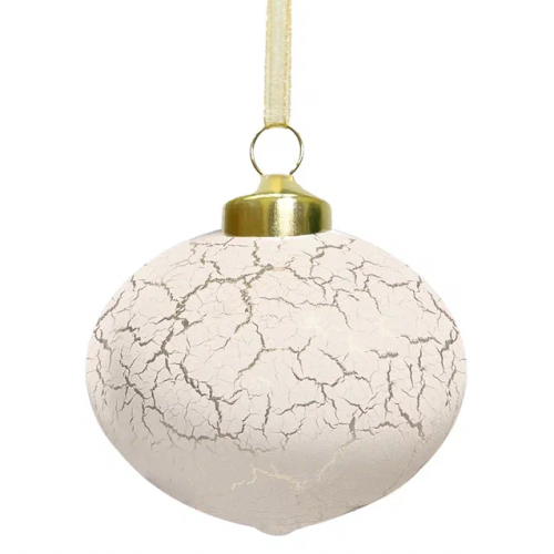 Набор стеклянных украшений Рождественский 80 мм., 9 шт., шар, капля, луковка, белый с кракелюром, Christmas DeLuxe (13049)