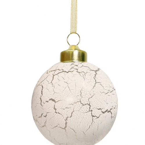 Набор стеклянных украшений Рождественский 80 мм., 9 шт., шар, капля, луковка, белый с кракелюром, Christmas DeLuxe (13049)