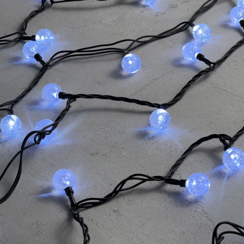 Светодиодная гирлянда шарики Пузырьки 10 м., 220V., 100 белых  LED ламп 23 мм., коннектор, черный ПВХ, LTC (PCS-100B-W)