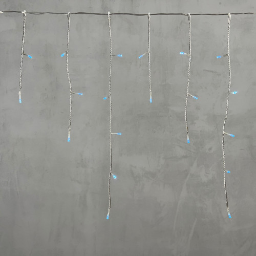 Светодиодная бахрома 3*0.5 м., 3 батарейки типа D 4.5V, 100 LED ламп небесно голубого цвета, прозрачный силикон, LTC (ECC100-10-8SB)