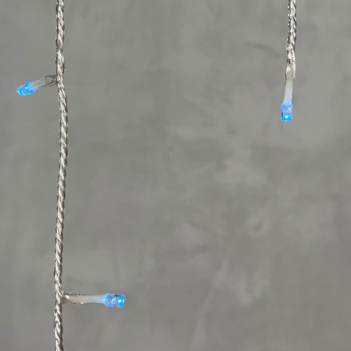 Светодиодная бахрома 3*0.5 м., 3 батарейки типа D 4.5V, 100 LED ламп небесно голубого цвета, прозрачный силикон, LTC (ECC100-10-8SB)