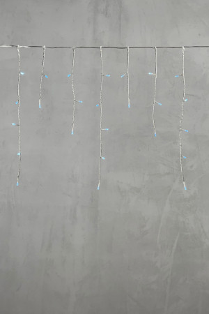 Светодиодная бахрома 3*0.5 м., 3 батарейки типа D 4.5V, 100 LED ламп небесно голубого цвета, прозрачный силикон, LTC (ECC100-10-8SB)