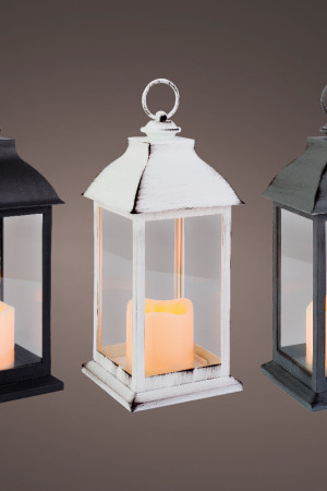 Фонарь Пражский LED со свечой, 30 см., белый, Kaemingk (894405/1)