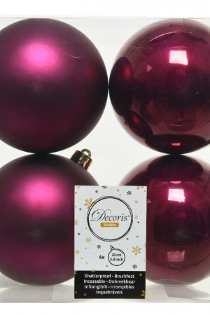 Набор пластиковых шаров Прага 100 мм., магнолия, 4 шт., Kaemingk (022280)