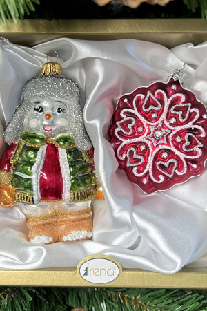 Набор стеклянных игрушек Новогодние друзья, 2 шт., Irena CO (62356)