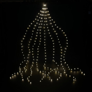 Светодиодная нить Хвост 480 белых ламп, 12 лучей по 2 метра, 24В, 8 режимов, таймер, зеленый провод, LUCA (85437)